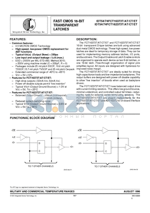 IDT54FCT162373T datasheet - FAST CMOS 16-BIT TRANSPARENT LATCHES