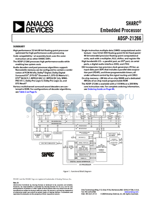 ADSP-21266SKSTZ-1B datasheet - SHARC Embedded Processor