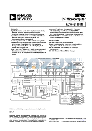 ADSP-21161NCCA-100 datasheet - DSP Microcomputer