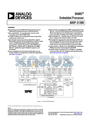 ADSP-21266SKSTZ-2C datasheet - SHARC Embedded Processor