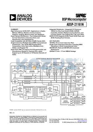 ADSP-21161NKCA-100 datasheet - DSP Microcomputer