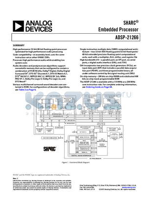 ADSP-21266SKSTZ-2C datasheet - Embedded Processor