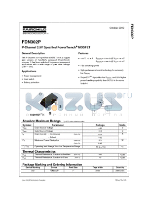 FDN302P datasheet - P-Channel 2.5V Specified PowerTrench MOSFET