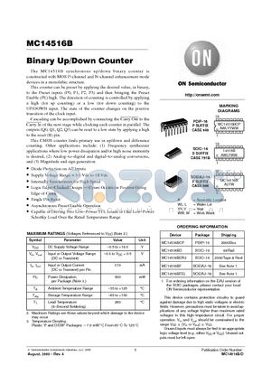 MC14516BFEL datasheet - Binary Up/Down Counter
