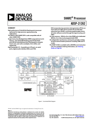 ADSP-21262SKSTZ200 datasheet - SHARC Processor