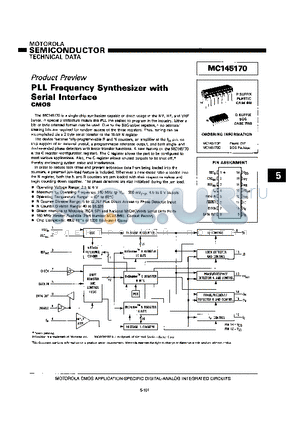 MC145170 datasheet - PLL  Frequency Synthesizer with Serial Interface CMOS