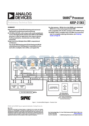 ADSP-21363SCSQ-ENG datasheet - SHARC  Processor