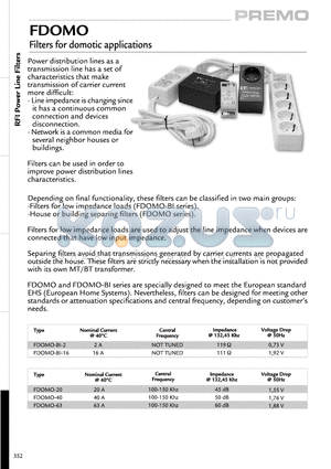 FDOMO-20 datasheet - Filters for domotic applications