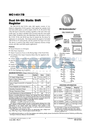 MC14517BCPG datasheet - Dual 64−Bit Static Shift Register