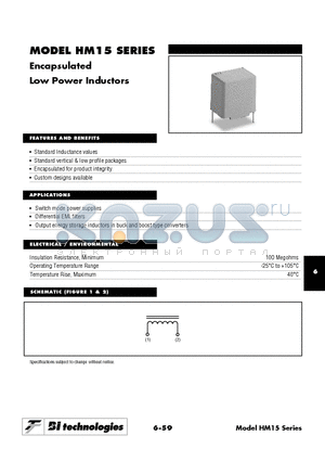 HM15-11000 datasheet - Encapsulated Low Power Inductors