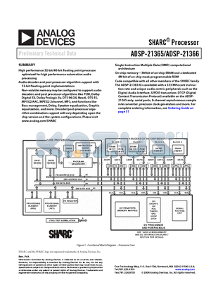 ADSP-21365SBBC-ENG datasheet - SHARC Processor