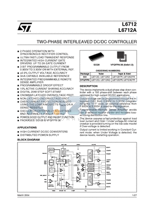 L6712AQ datasheet - TWO-PHASE INTERLEAVED DC/DC CONTROLLER