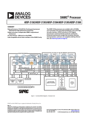 ADSP-21366KBC-1AA datasheet - SHARC Processor
