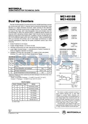 MC14520B datasheet - DUAL UP COUNTERS