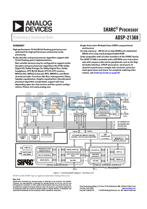 ADSP-21368 datasheet - Preliminary Technical Data