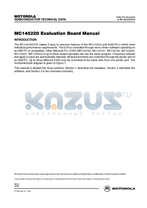 MC145220EVK datasheet - MC145220 Evaluation Board Manual