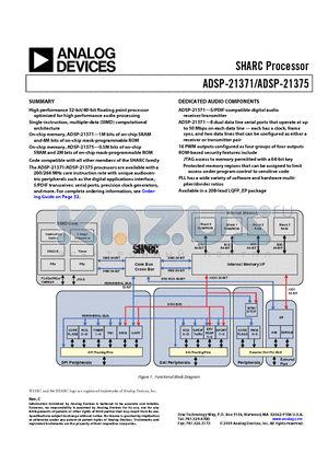 ADSP-21375KSWZ-2B2 datasheet - SHARC Processor optimized for high performance audio processing