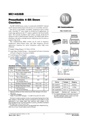 MC14526BDWR2 datasheet - Presettable 4-Bit Down Counters