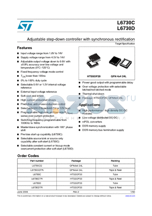L6730D datasheet - Adjustable step-down controller with synchronous rectification