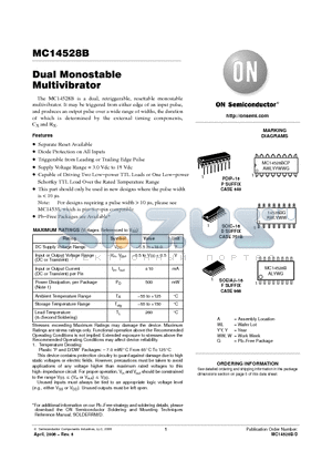MC14528B datasheet - Dual Monostable Multivibrator