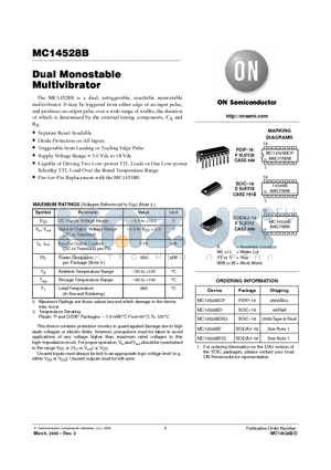 MC14528BCP datasheet - Dual Monostable Multivibrator