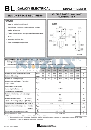 GBU6D datasheet - SILICON BRIDGE RECTIFIERS