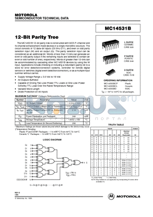 MC14531B datasheet - 12-BIT PARITY TREE