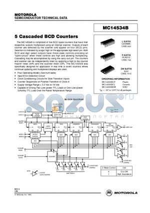 MC14534BCP datasheet - 5 CASCADED BCD COUNTERS