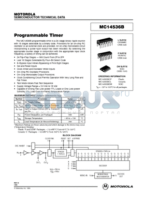 MC14536B datasheet - PROGRAMMABLE TIMER