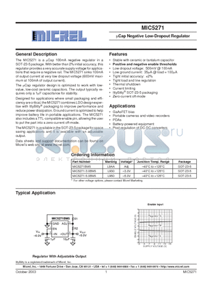 MIIC5271-3.0BM5 datasheet - UCAP NEGATIVE LOW DROPOUT REGULATOR