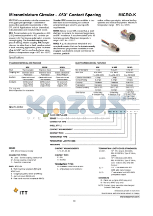 MIK0-55PL1 datasheet - Microminiature Circular - .050 Contact Spacing