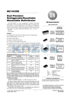 MC14538BCPG datasheet - Dual Precision Retriggerable/Resettable Monostable Multivibrator