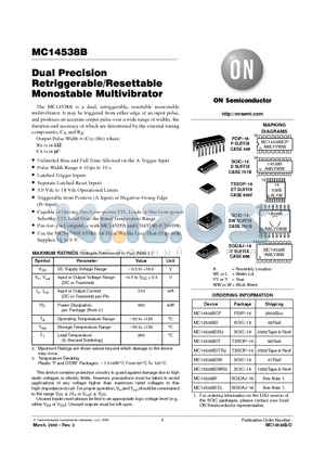MC14538BD datasheet - Dual Precision Retiggerable/Resettable Monostable Multivibrator