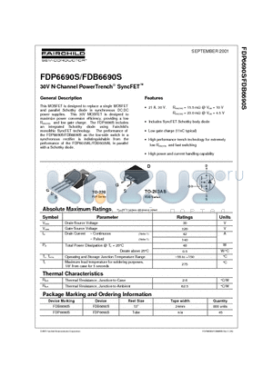 FDP6690 datasheet - 30V N-Channel PowerTrench SyncFET