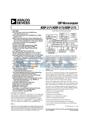 ADSP-2171BS-133 datasheet - DSP Microcomputer