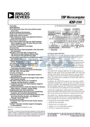 ADSP-2181KS-160 datasheet - DSP Microcomputer