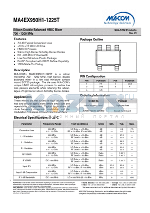 MA4EX950H1-1225T_V3 datasheet - Silicon Double Balanced HMIC Mixer