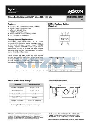 MA4EX950M-1225T_1 datasheet - Silicon Double Balanced HMICTM Mixer, 700 - 1200 MHz