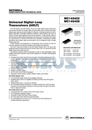 MC145422P datasheet - UNIVERSAL DIGITAL-LOOP TRANSCEIVER(UDLT)