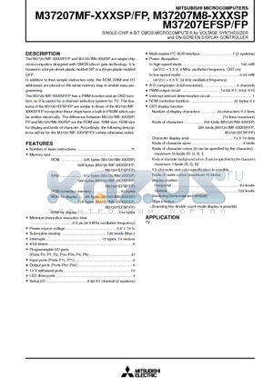 M37207EFSP datasheet - SINGLE-CHIP 8-BIT CMOS MICROCOMPUTER for VOLTAGE SYNTHESIZER and ON-SCREEN DISPLAY CONTROLLER