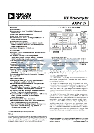 ADSP-2185 datasheet - DSP Microcomputer
