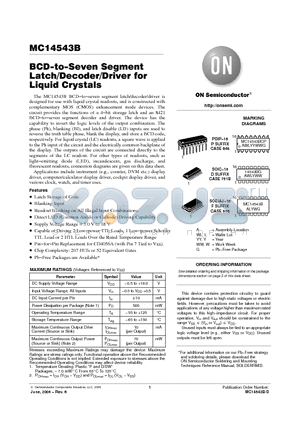 MC14543BDR2 datasheet - BCD−to−Seven Segment Latch/Decoder/Driver for Liquid Crystals