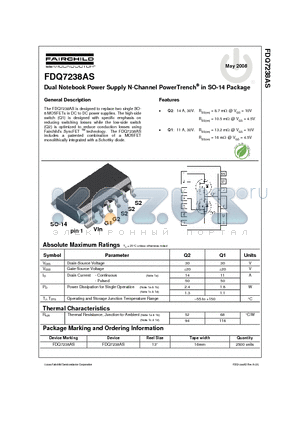 FDQ7238AS_08 datasheet - Dual Notebook Power Supply N-Channel PowerTrench in SO-14 Package