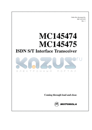 MC145474 datasheet - ISDN S/T Interface Transceiver