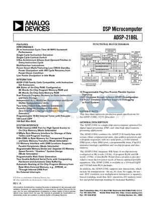 ADSP-2186LBST-115 datasheet - DSP Microcomputer