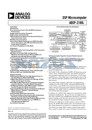ADSP-2186LBST-133 datasheet - DSP Microcomputer