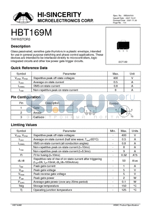 HBT169M datasheet - THYRISTORS