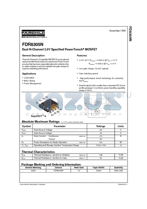 FDR8305 datasheet - Dual N-Channel 2.5V Specified PowerTrench MOSFET
