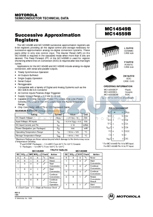 MC14549B datasheet - SUCCESSIVE APPROXIMATION REGISTERS