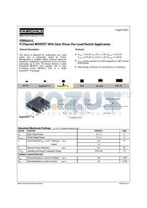 FDR8321L datasheet - P-Channel MOSFET With Gate Driver For Load Switch Application